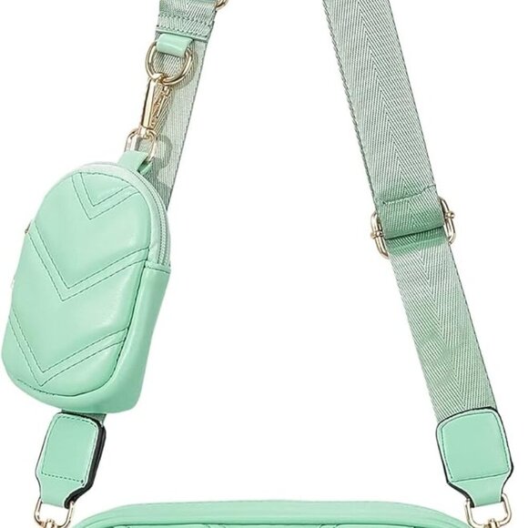 Chevron Quilted Small Crossbody Bag with Coin Purse Pouch, Women Square Camera S - Picture 1 of 5